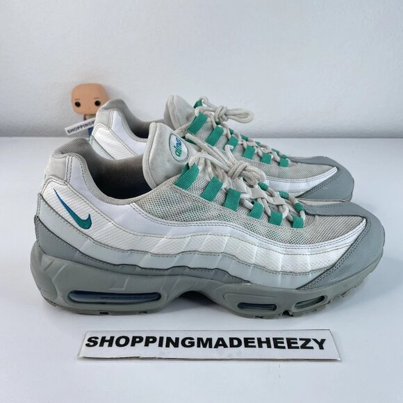 [US 11.5] NIKE AIR MAX 95 Essential Clear Emerald Running Shoes White Teal - Picture 6 of 12